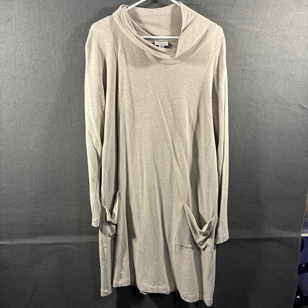 j jill women sweater dress xl pure beige cowl knit neutral minimalist stretch
